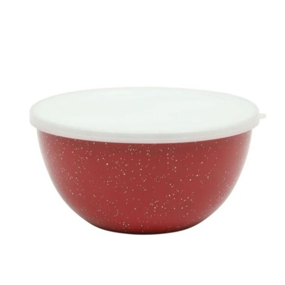 Pioneer Woman 6-Piece Enamel on Steel Mixing Bowls with Lids, Red, Green, Blue, - Picture 6 of 8